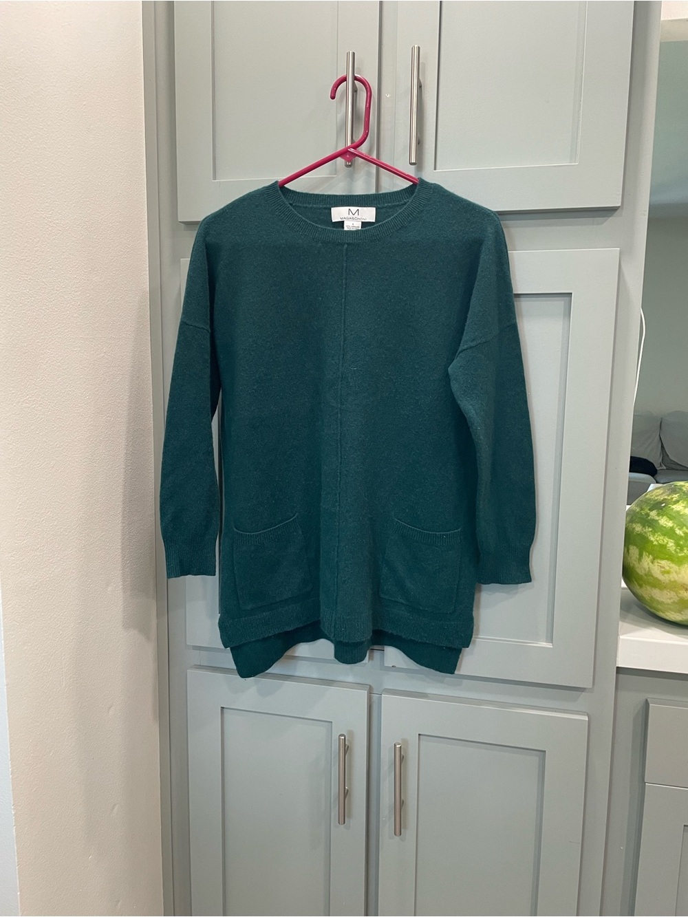 Magaschoni cashmere Teal Crewneck Pocket Cardigan